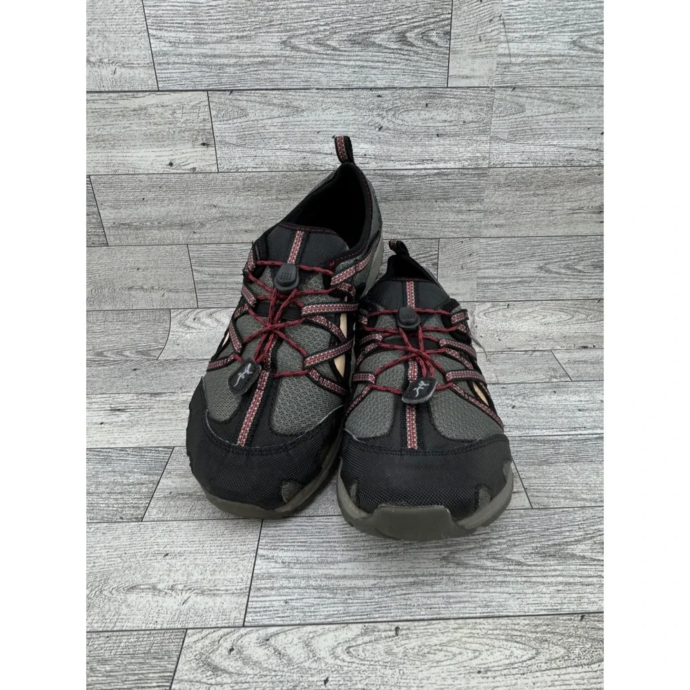 Chaco Kids Junior Outcross Water Shoes Black Grey Red Bungee Lacing Size 4 US